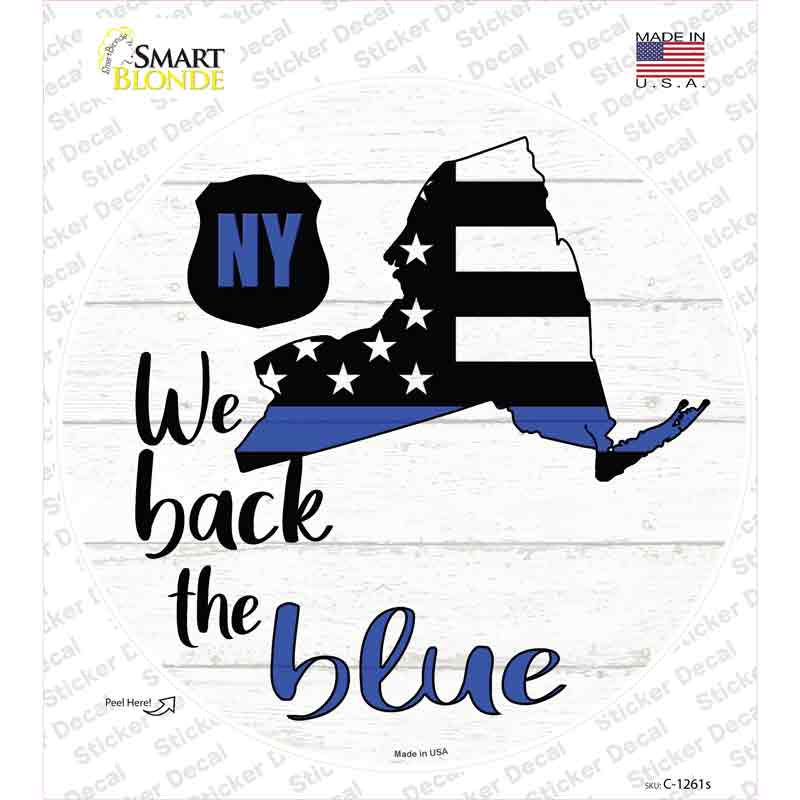 C-1261s-M   York Back the Blue Novelty Circle Sticker Decal - Medium