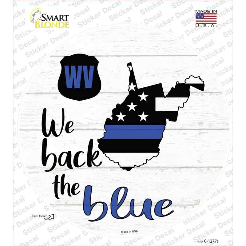 C-1277s-M West Virginia Back the Blue Novelty Circle Sticker Decal - Medium