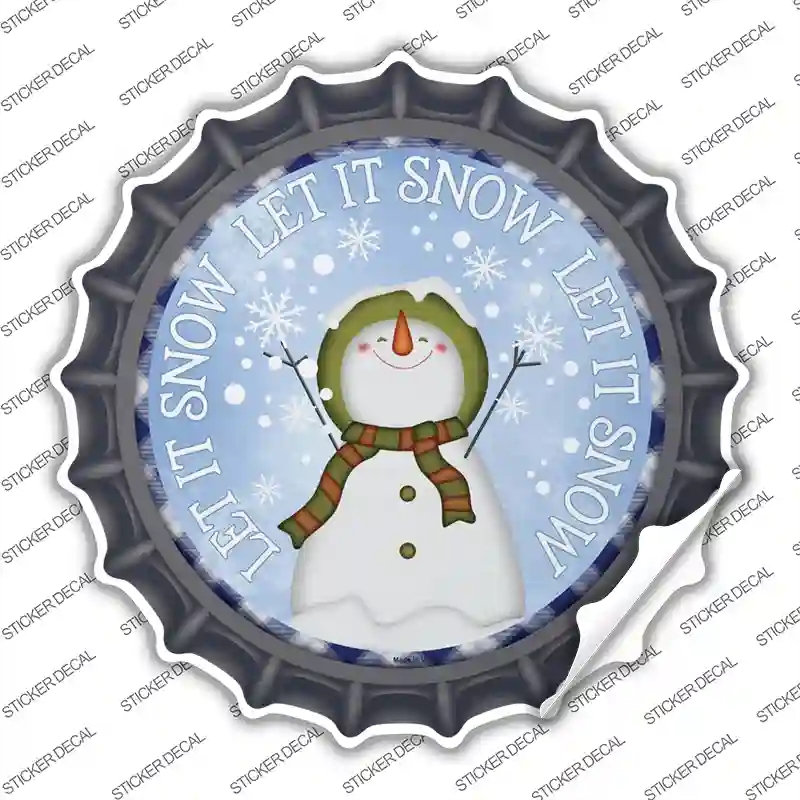 BC-1585s-L Let It Snow Snowman Novelty Bottle Cap Sticker Decal - Large