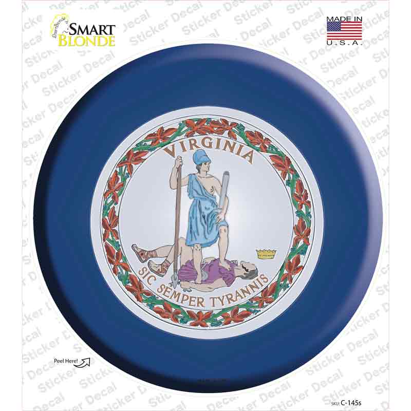 C-145s-M Virginia State Flag Novelty Circle Sticker Decal - Medium