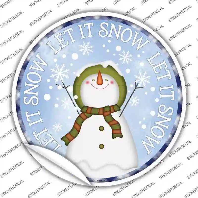 C-1585s-S Let It Snow Snowman Novelty Circle Sticker Decal - Small