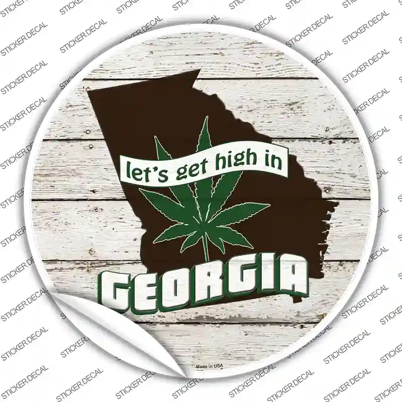 C-1299s-L Lets Get High in Georgia Novelty Circle Sticker Decal - Large