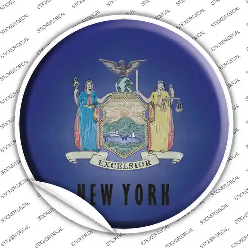 C-131s-L   York State Flag Novelty Circle Sticker Decal - Large
