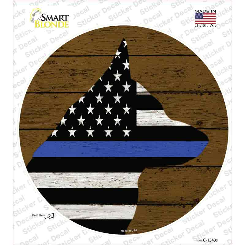 C-1343s-M K9 Blue Line Novelty Circle Sticker Decal - Medium