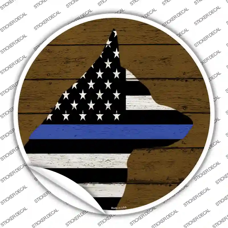 C-1343s-S K9 Blue Line Novelty Circle Sticker Decal - Small