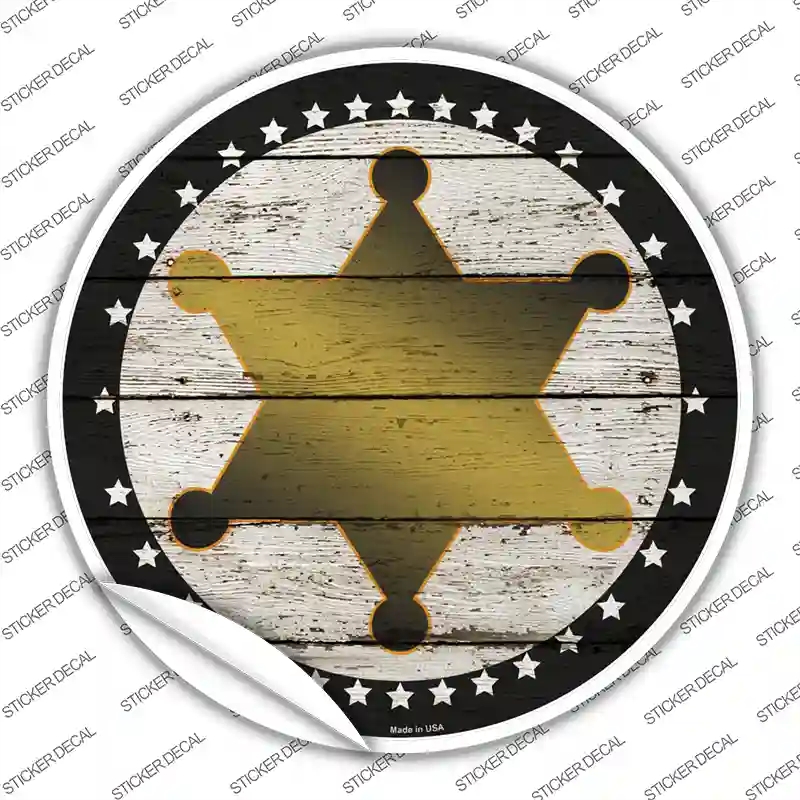 C-1345s-S Sheriff Star Novelty Circle Sticker Decal - Small