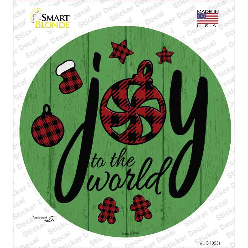 C-1353s-M Joy to the World Novelty Circle Sticker Decal - Medium