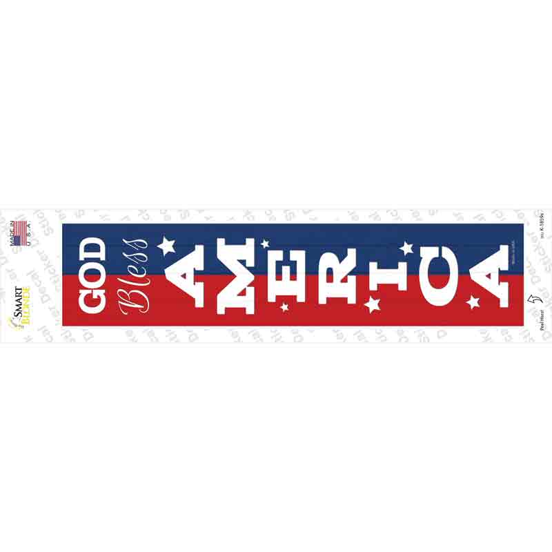 K-1859s-M God Bless America Red & Blue Novelty Narrow Sticker Decal - Medium