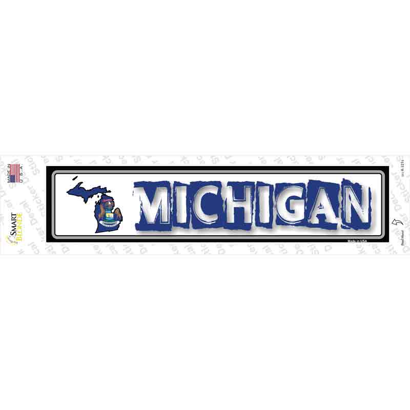 K-321s-M Michigan Outline Novelty Narrow Sticker Decal - Medium