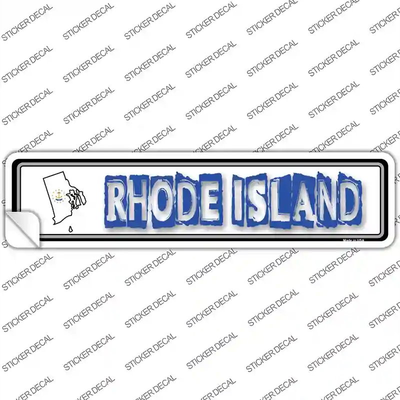 K-338s-S Rhode Island Outline Novelty Narrow Sticker Decal - Small