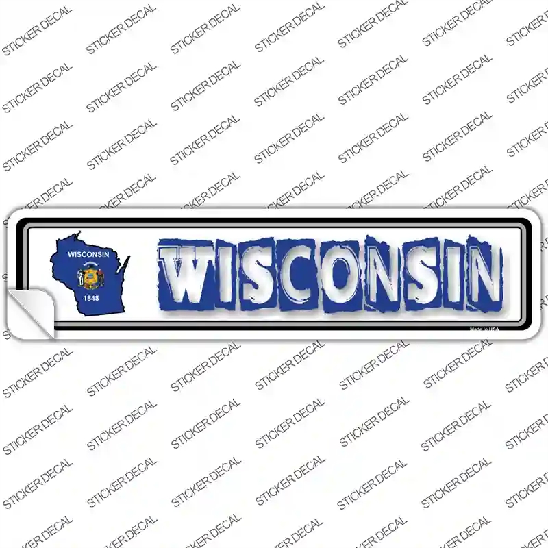 K-348s-S Wisconsin Outline Novelty Narrow Sticker Decal - Small