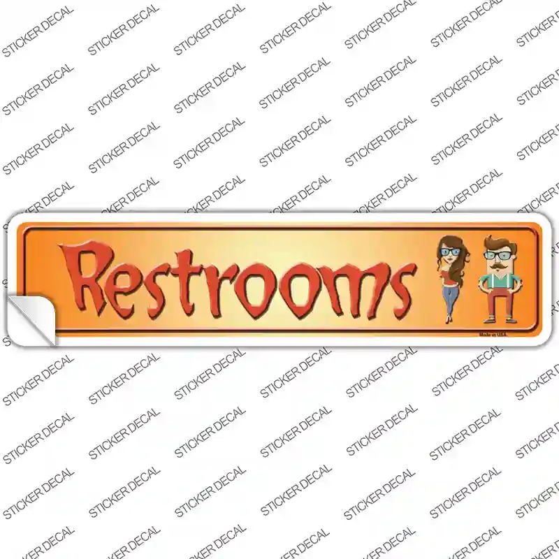 K-370s-S Restrooms Orange Novelty Narrow Sticker Decal - Small