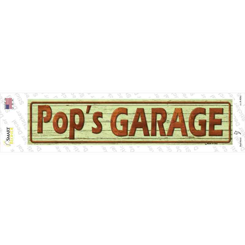 K-406s-M Pops Garage Novelty Narrow Sticker Decal - Medium