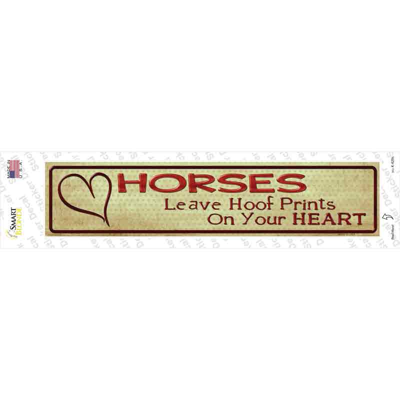 K-429s-M Horses Leave Prints on Heart Novelty Narrow Sticker Decal - Medium