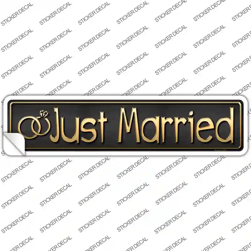 K-430s-L Just Married Novelty Narrow Sticker Decal - Large