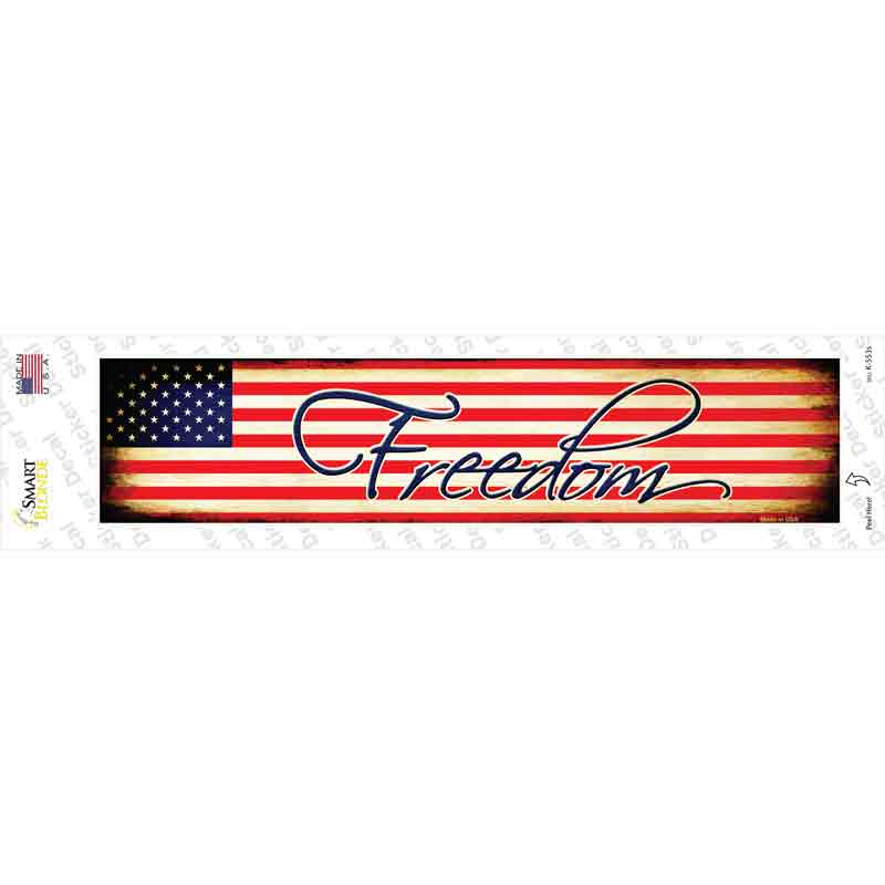 K-553s-M Freedom on American Flag Novelty Narrow Sticker Decal - Medium