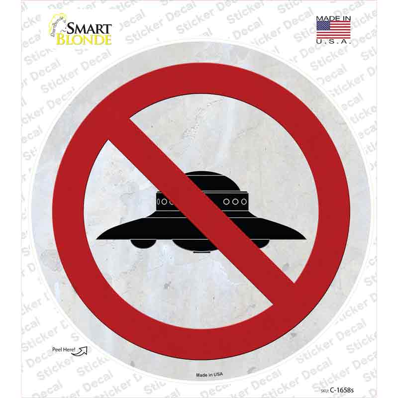 C-1658s-M No UFOs Novelty Circle Sticker Decal - Medium