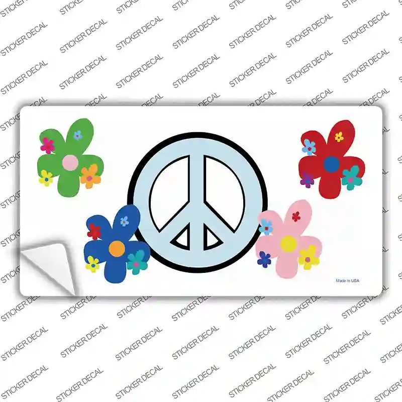 LP-2020s-S Peace Sign & Flowers Novelty Sticker Decal - Small