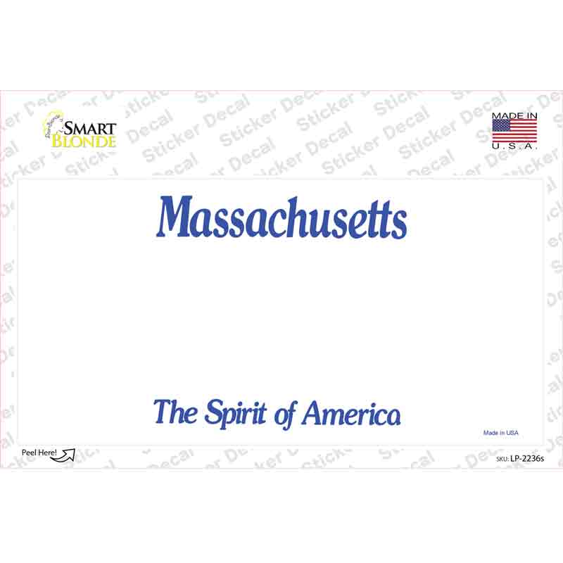 LP-2236s-M Massachusetts State Blank Novelty Sticker Decal - Medium
