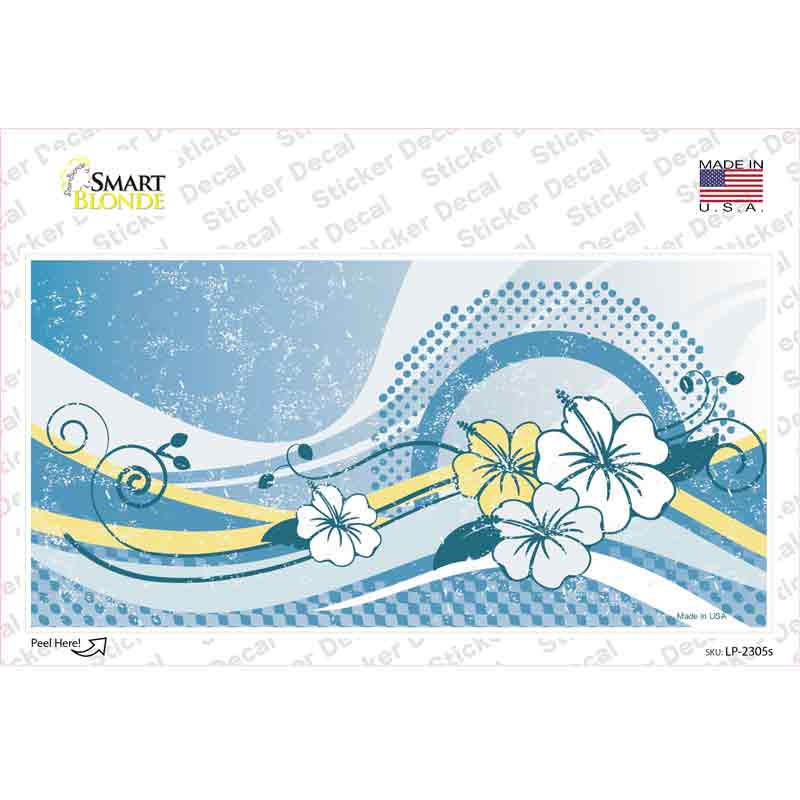 LP-2305s-M Blue Hawaii Hibiscus Novelty Sticker Decal - Medium