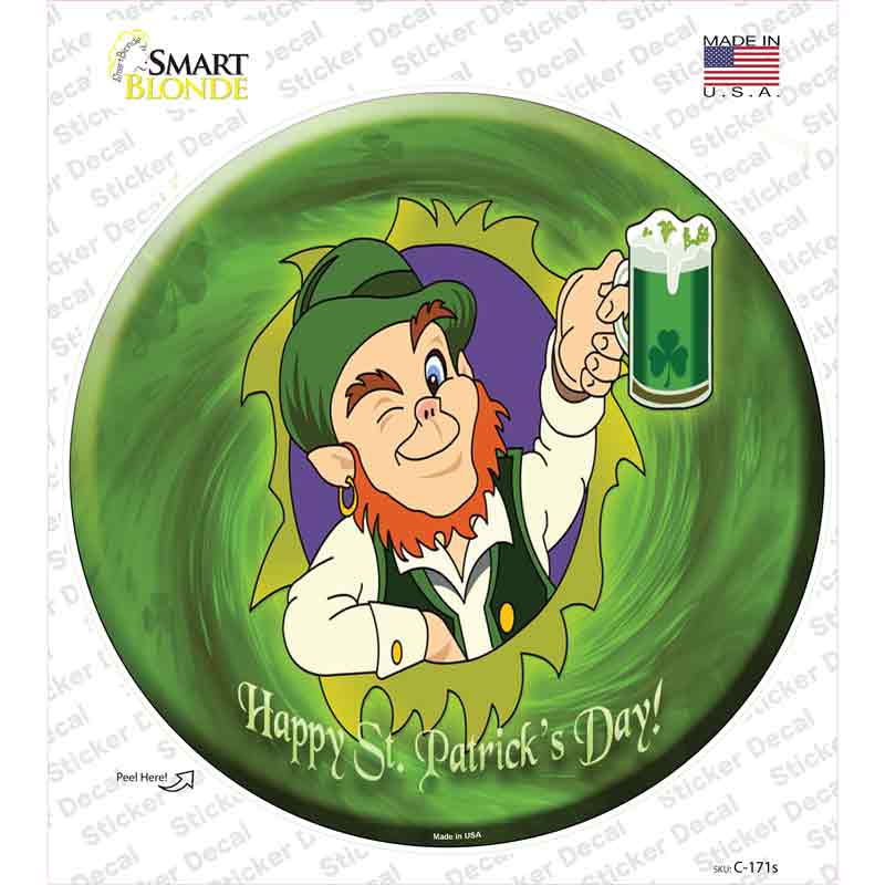 C-171s-M Happy St. Patricks Day Novelty Circle Sticker Decal - Medium
