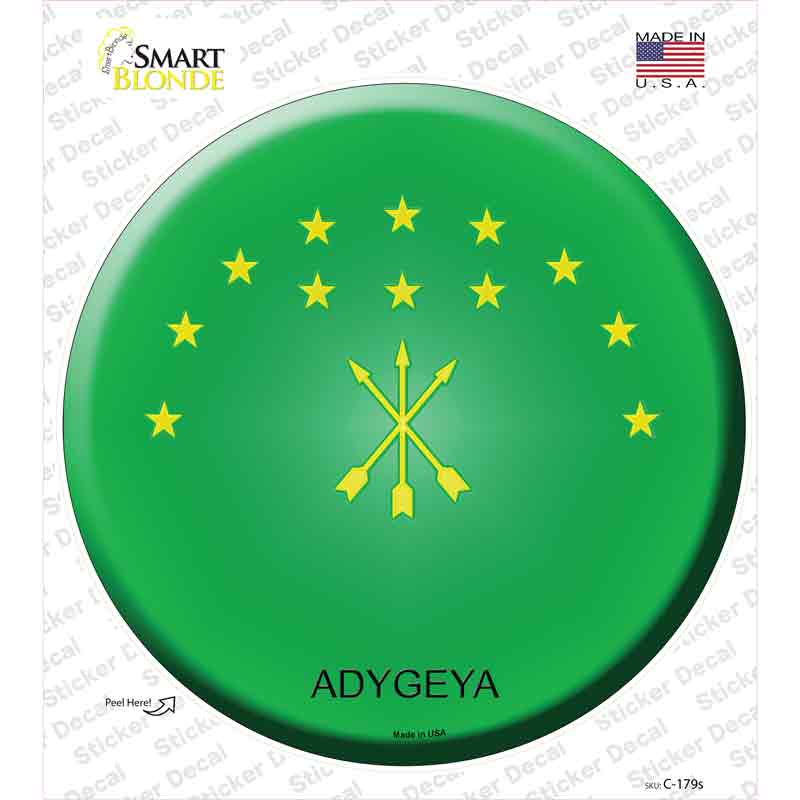 C-179s-M Adygea Country Novelty Circle Sticker Decal - Medium