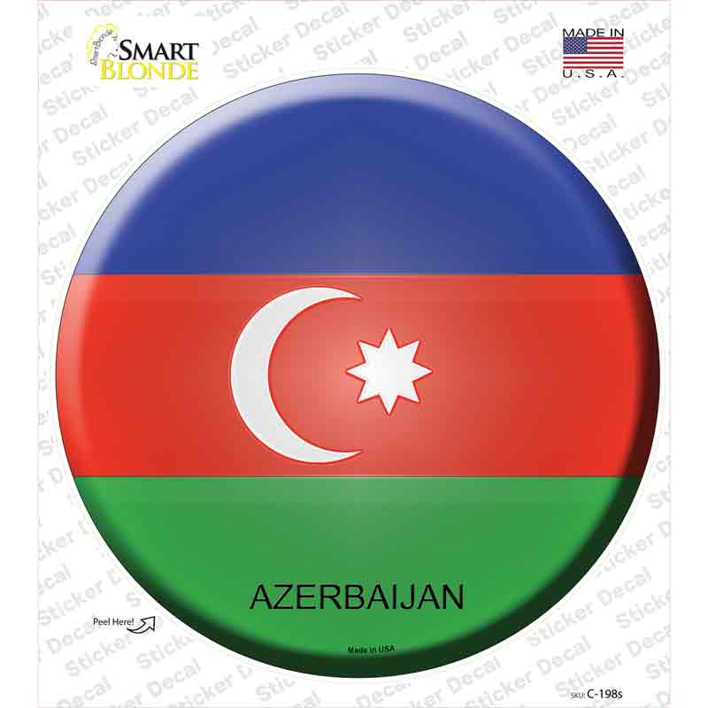C-198s-M Azerbaijan Country Novelty Circle Sticker Decal - Medium
