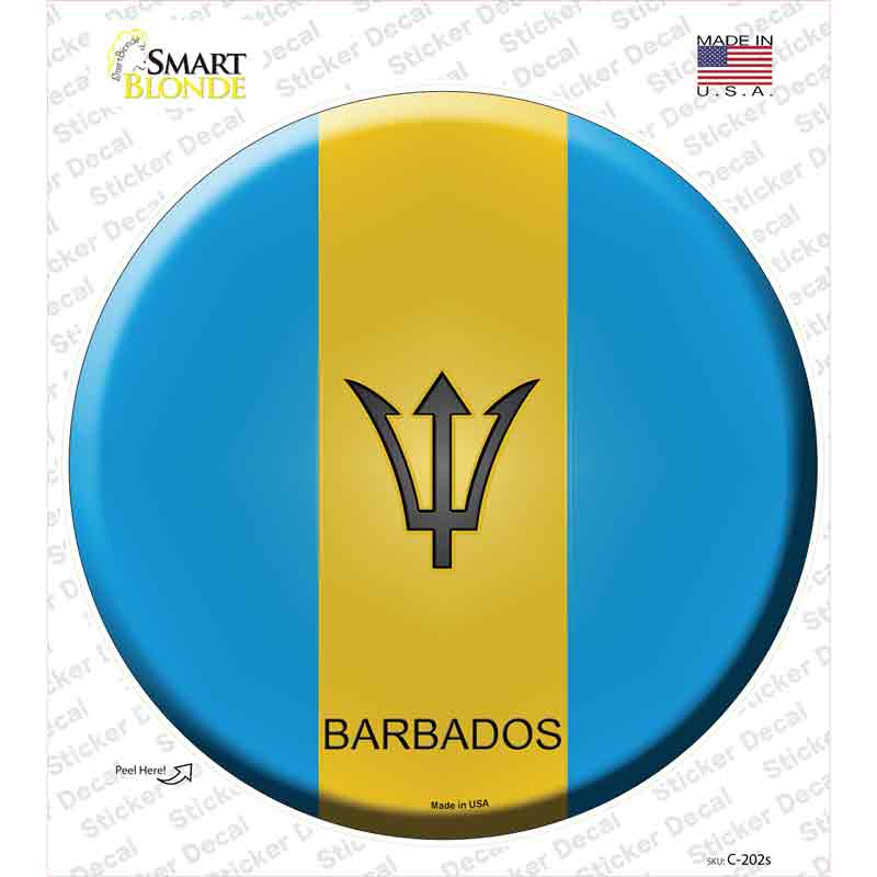 C-202s-M Barbados Country Novelty Circle Sticker Decal - Medium