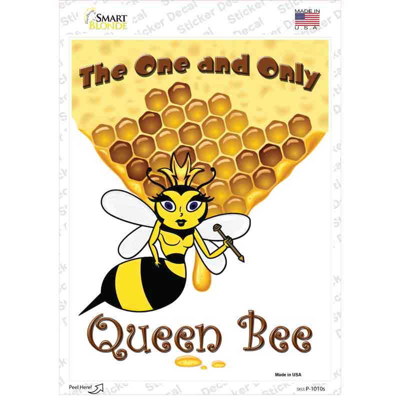 P-1010s-M Queen Bee Gold Novelty Rectangle Sticker Decal - Medium