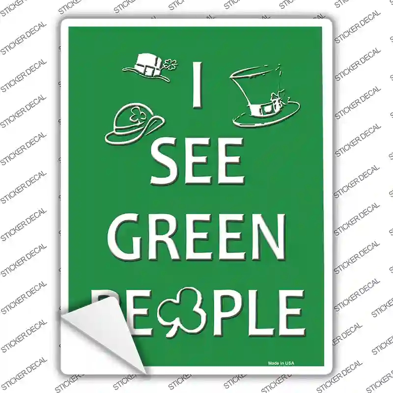 P-1027s-L Green People Novelty Rectangle Sticker Decal - Large