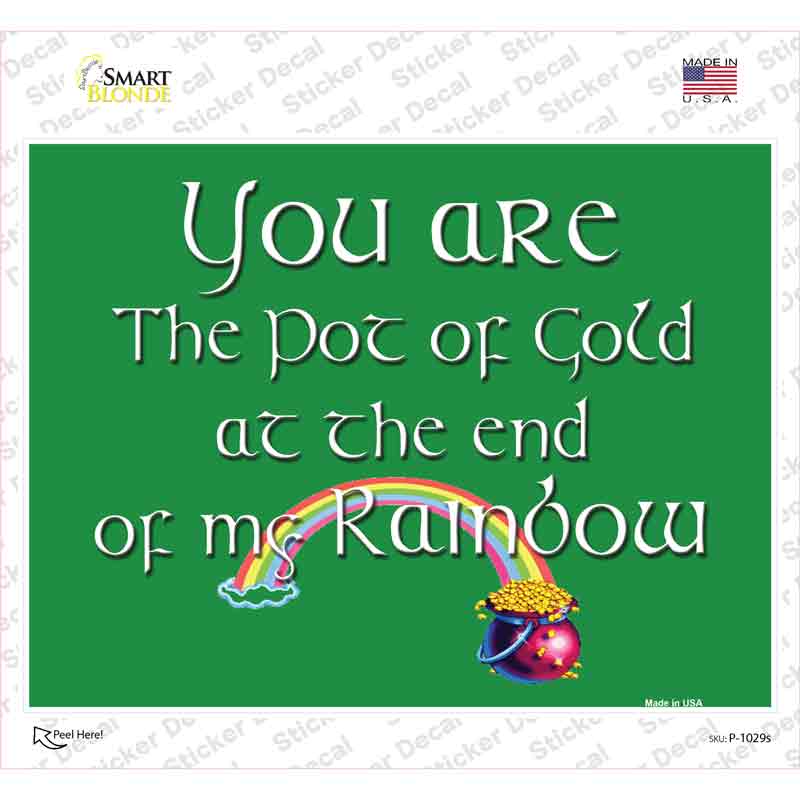 P-1029s-M Pot of Gold Novelty Rectangle Sticker Decal - Medium