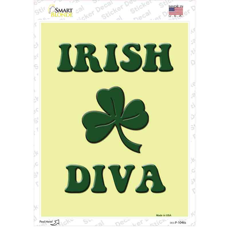 P-1046s-M Irish Diva Novelty Rectangle Sticker Decal - Medium
