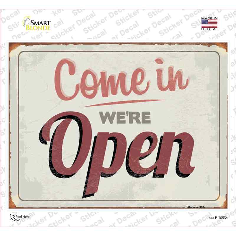 P-1053s-M Were Open Novelty Rectangle Sticker Decal - Medium