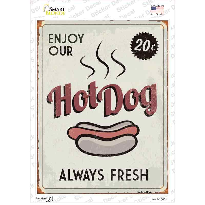 P-1065s-M Hot Dog Novelty Rectangle Sticker Decal - Medium