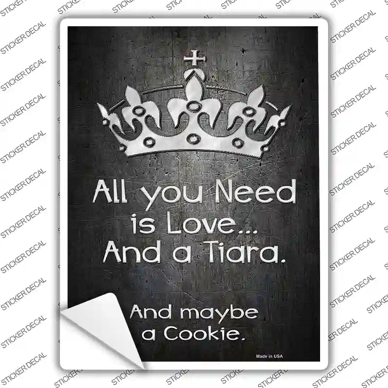 P-1113s-L Love & A Tiara Novelty Rectangle Sticker Decal - Large