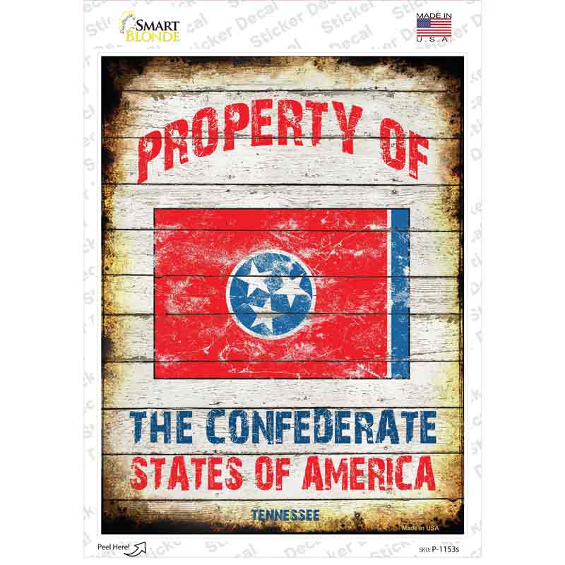 P-1153s-M Property of Tennessee Novelty Rectangle Sticker Decal - Medium