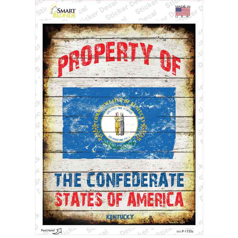 P-1155s-M Property of Kentucky Novelty Rectangle Sticker Decal - Medium
