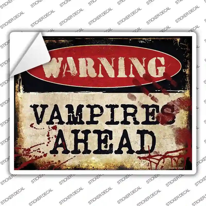 P-1334s-S Vampires Ahead Novelty Rectangle Sticker Decal - Small