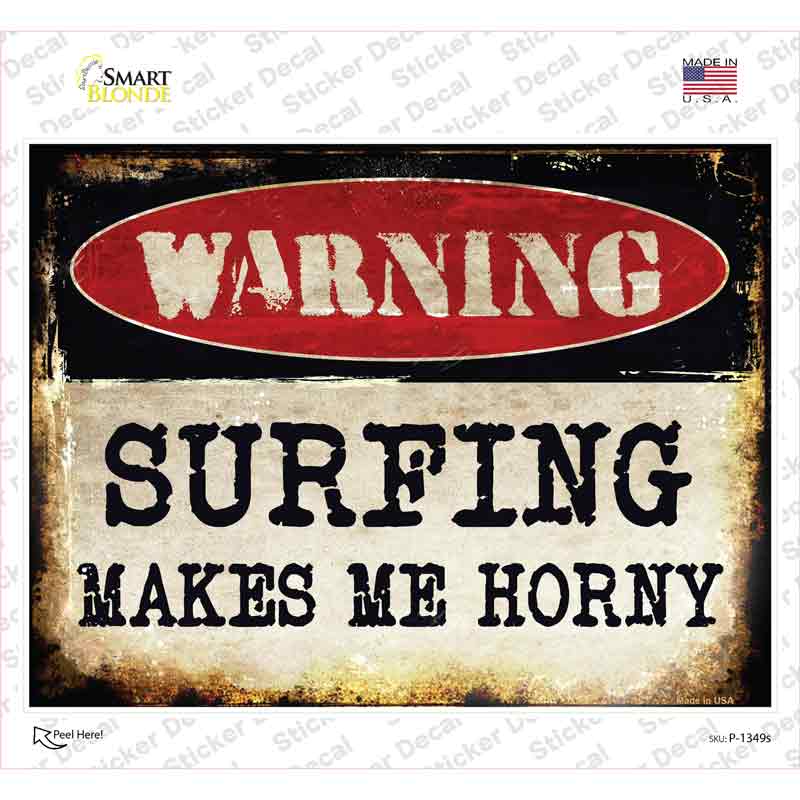 P-1349s-M Surfing Novelty Rectangle Sticker Decal - Medium