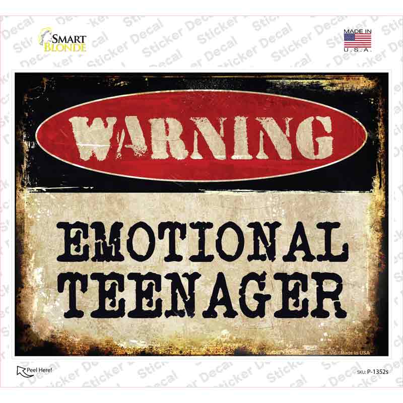 P-1352s-M Emotional Teenager Novelty Rectangle Sticker Decal - Medium