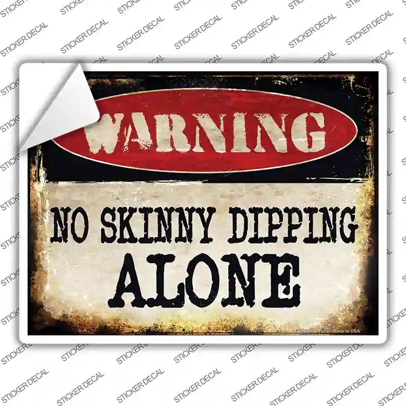 P-1358s-L No Skinny Dipping Novelty Rectangle Sticker Decal - Large