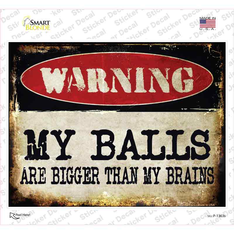P-1363s-M My Balls Novelty Rectangle Sticker Decal - Medium