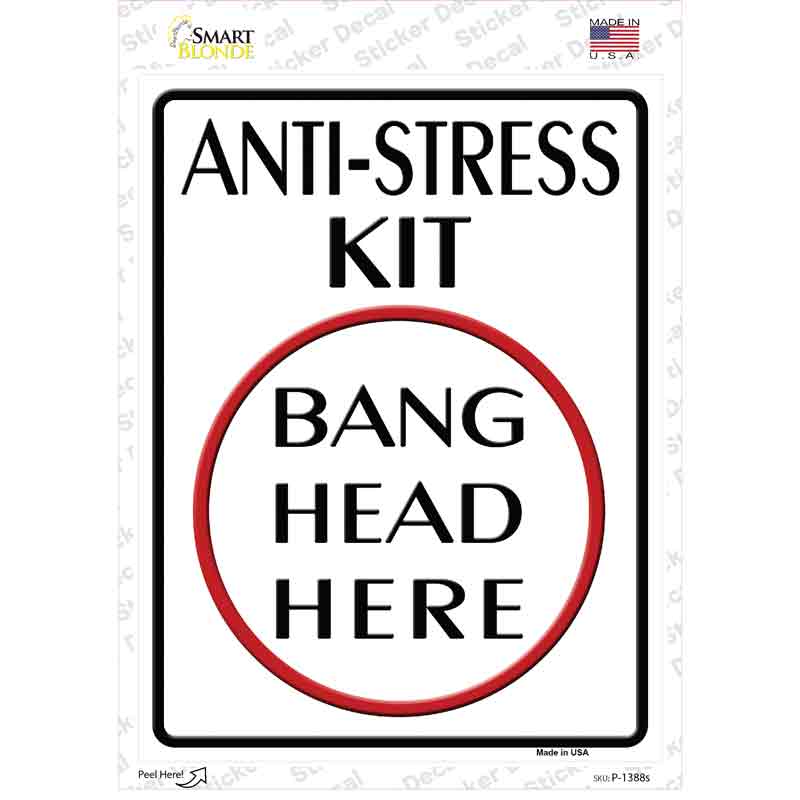 P-1388s-M Anti-Stress Kit Novelty Rectangle Sticker Decal - Medium