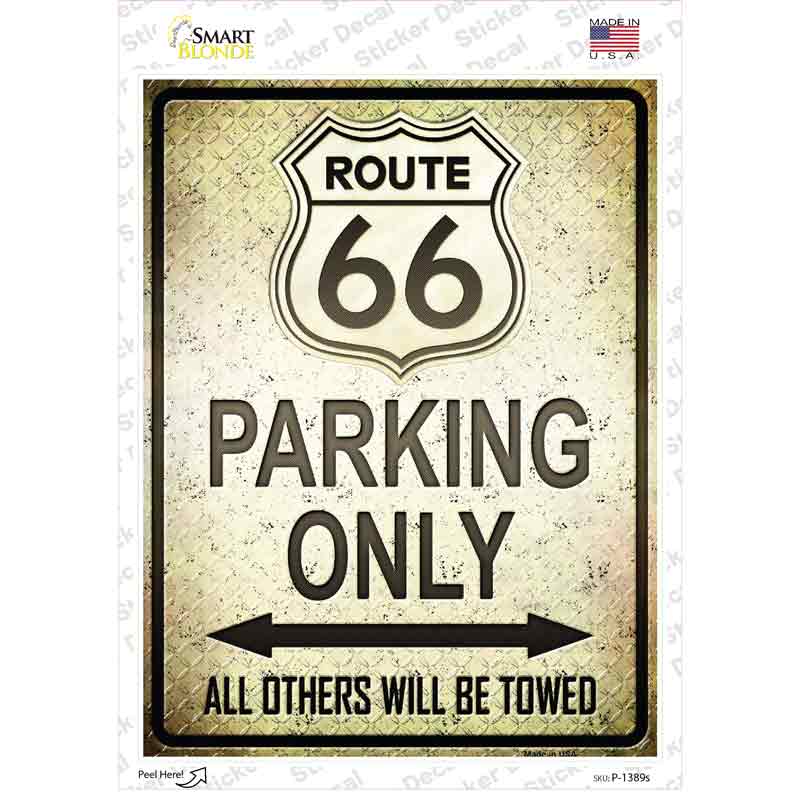 P-1389s-M Route 66 Only Novelty Rectangle Sticker Decal - Medium