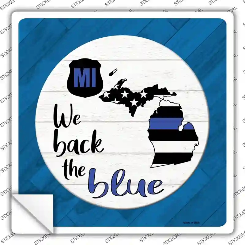 SQ-1024s-S Michigan Back the Blue Novelty Square Sticker Decal - Small