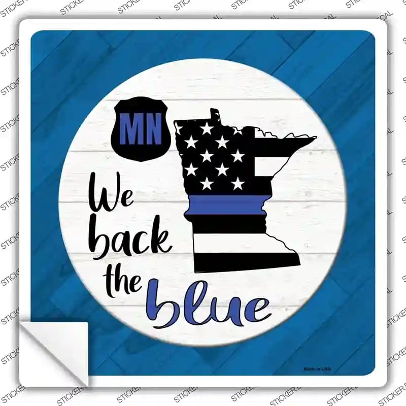 SQ-1025s-S Minnesota Back the Blue Novelty Square Sticker Decal - Small