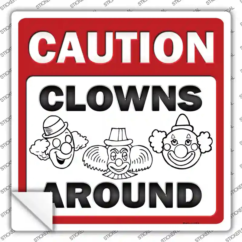 SQ-102s-XL Clowns Around Novelty Square Sticker Decal - Extra Large