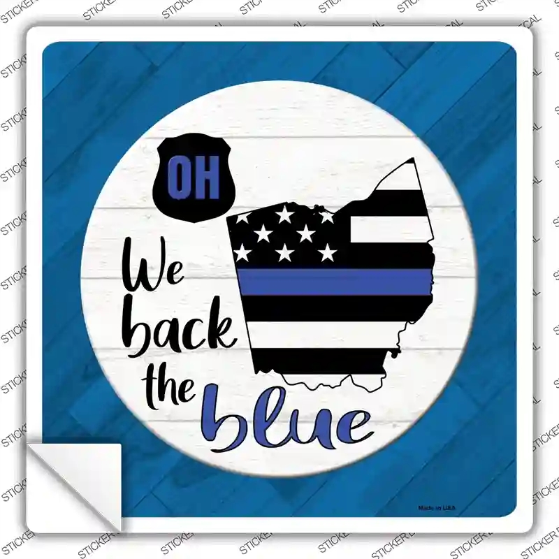 SQ-1037s-L Ohio Back the Blue Novelty Square Sticker Decal - Large
