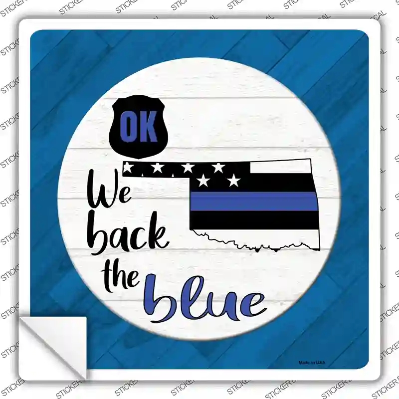 SQ-1038s-S Oklahoma Back the Blue Novelty Square Sticker Decal - Small