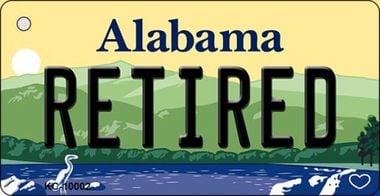 KC-10002 Retired Alabama Background, Key Chain Metal Novelty